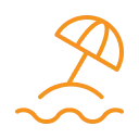 An orange outline of a beach umbrella and waves symbolizing "time for yourself." and the time off and holidays SA offers for school-based employees and network employees.